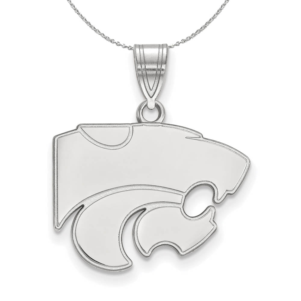 Sterling Silver Kansas State Medium Necklace, Item N17105 by The Black Bow Jewelry Co.