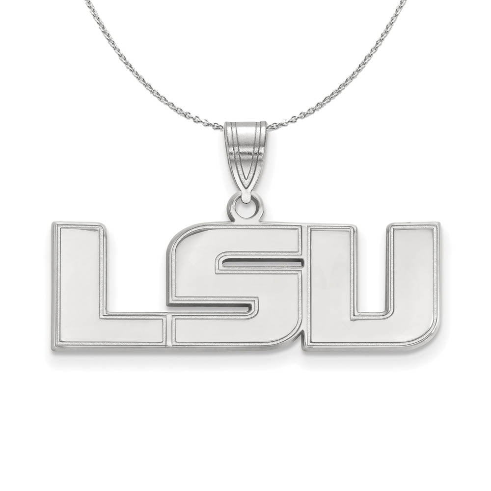Sterling Silver Louisiana State Medium 'LSU' Necklace, Item N17106 by The Black Bow Jewelry Co.