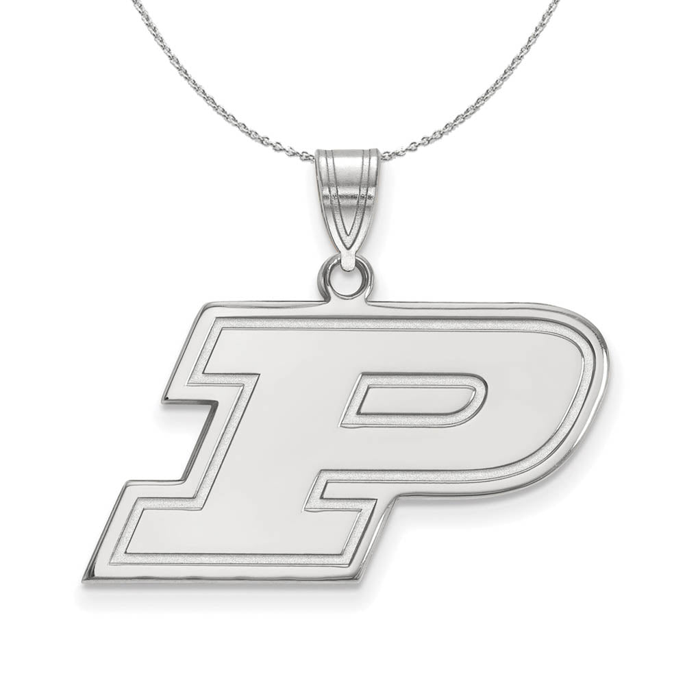 Sterling Silver Purdue Medium Initial P Necklace, Item N17112 by The Black Bow Jewelry Co.