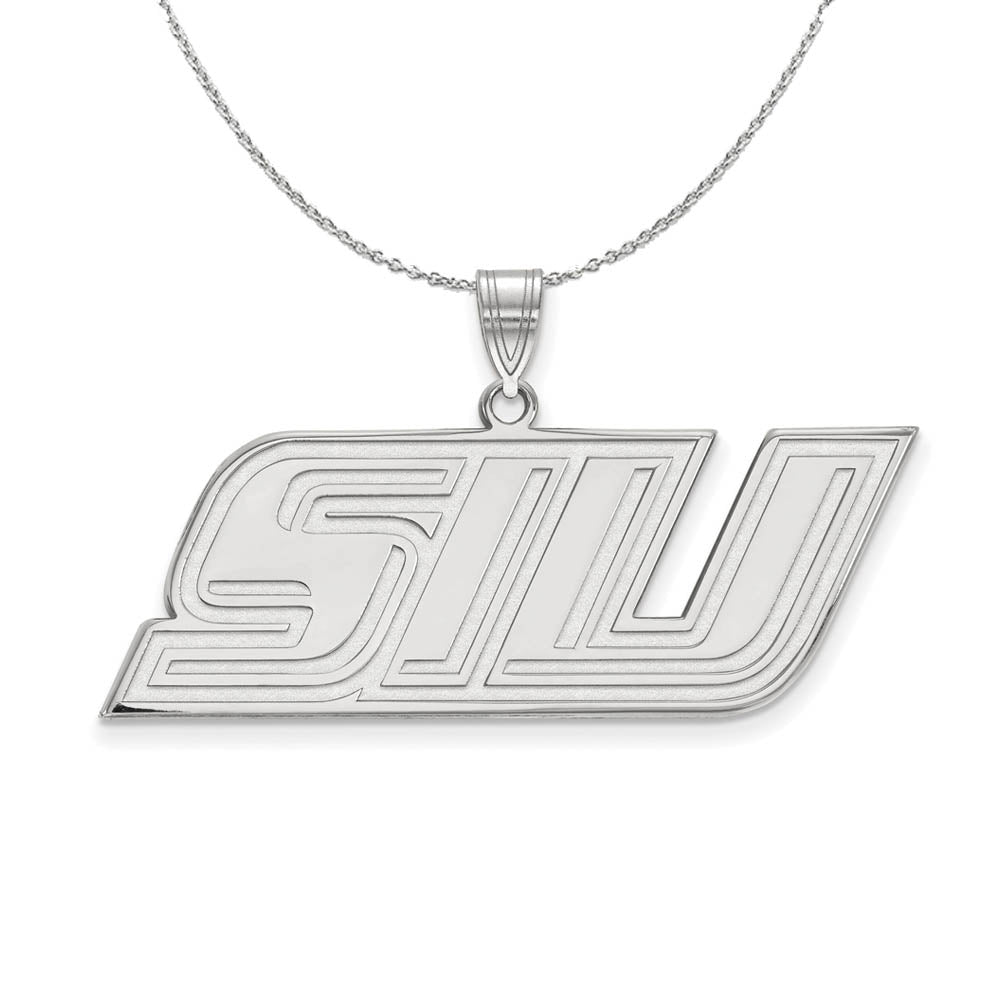 Sterling Silver Southern Illinois U Medium 'SIU' Necklace, Item N17113 by The Black Bow Jewelry Co.