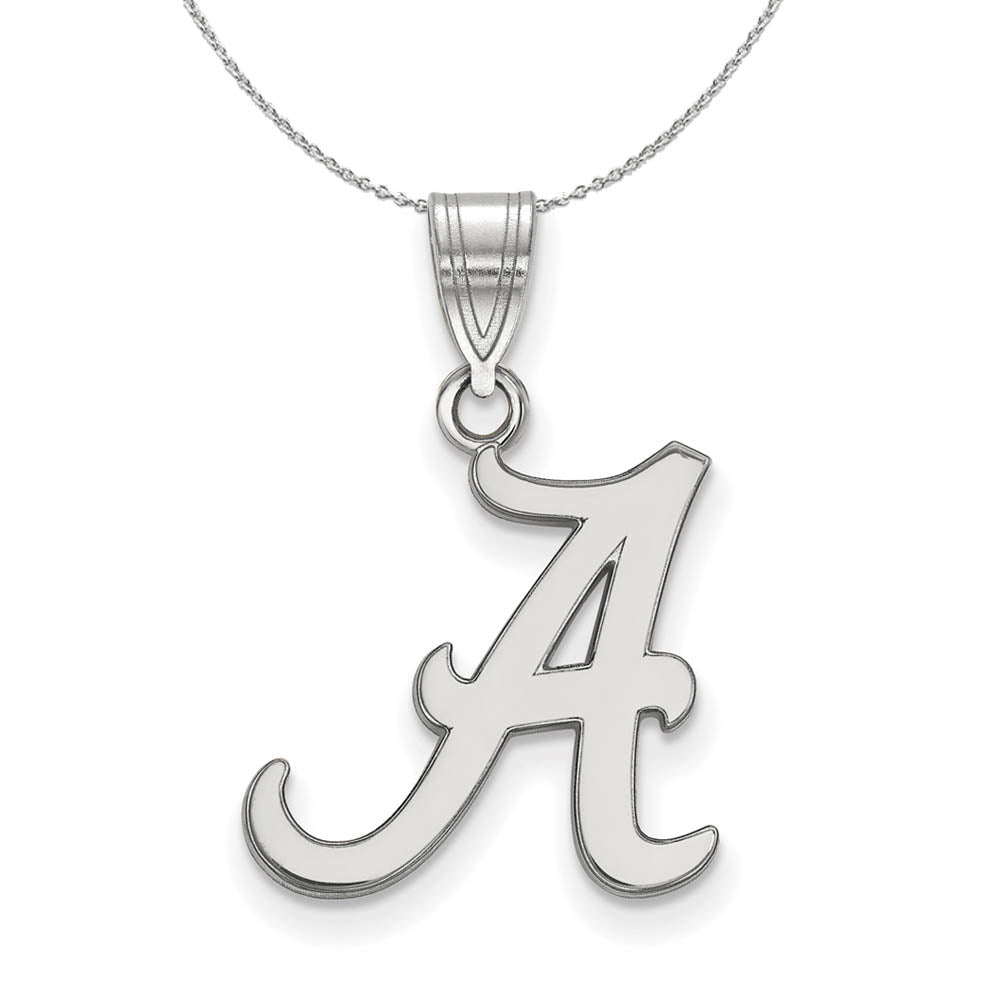 Sterling Silver U. of Alabama Medium Initial A Necklace, Item N17114 by The Black Bow Jewelry Co.
