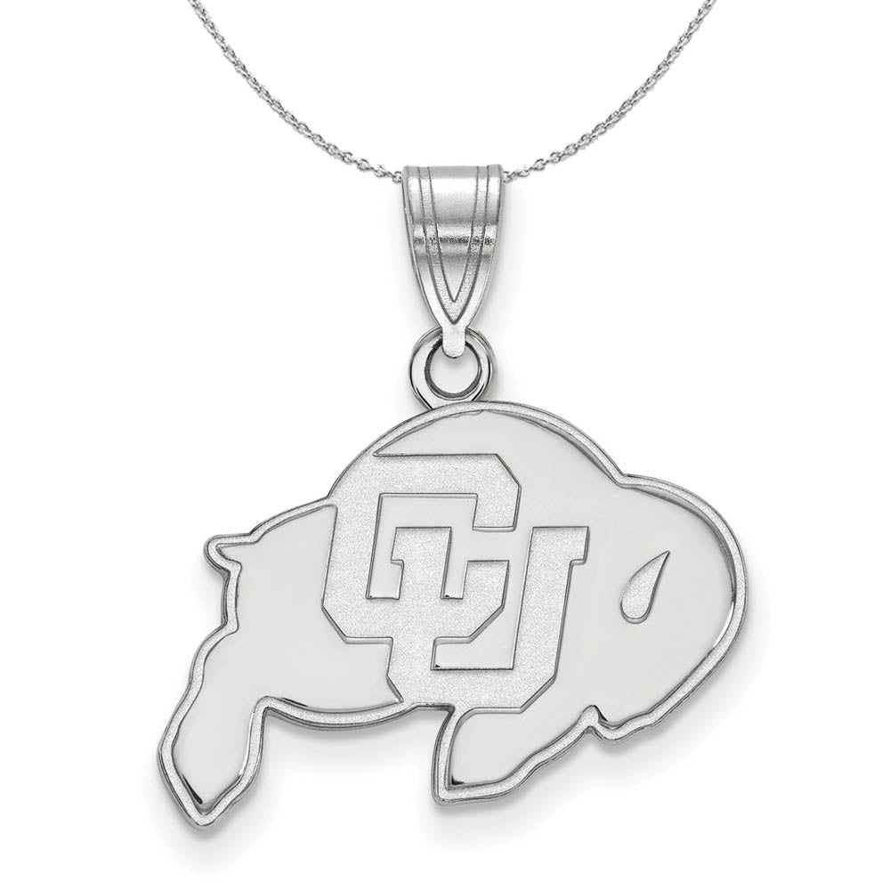 Sterling Silver U of Colorado Medium Pendant Necklace, Item N17119 by The Black Bow Jewelry Co.