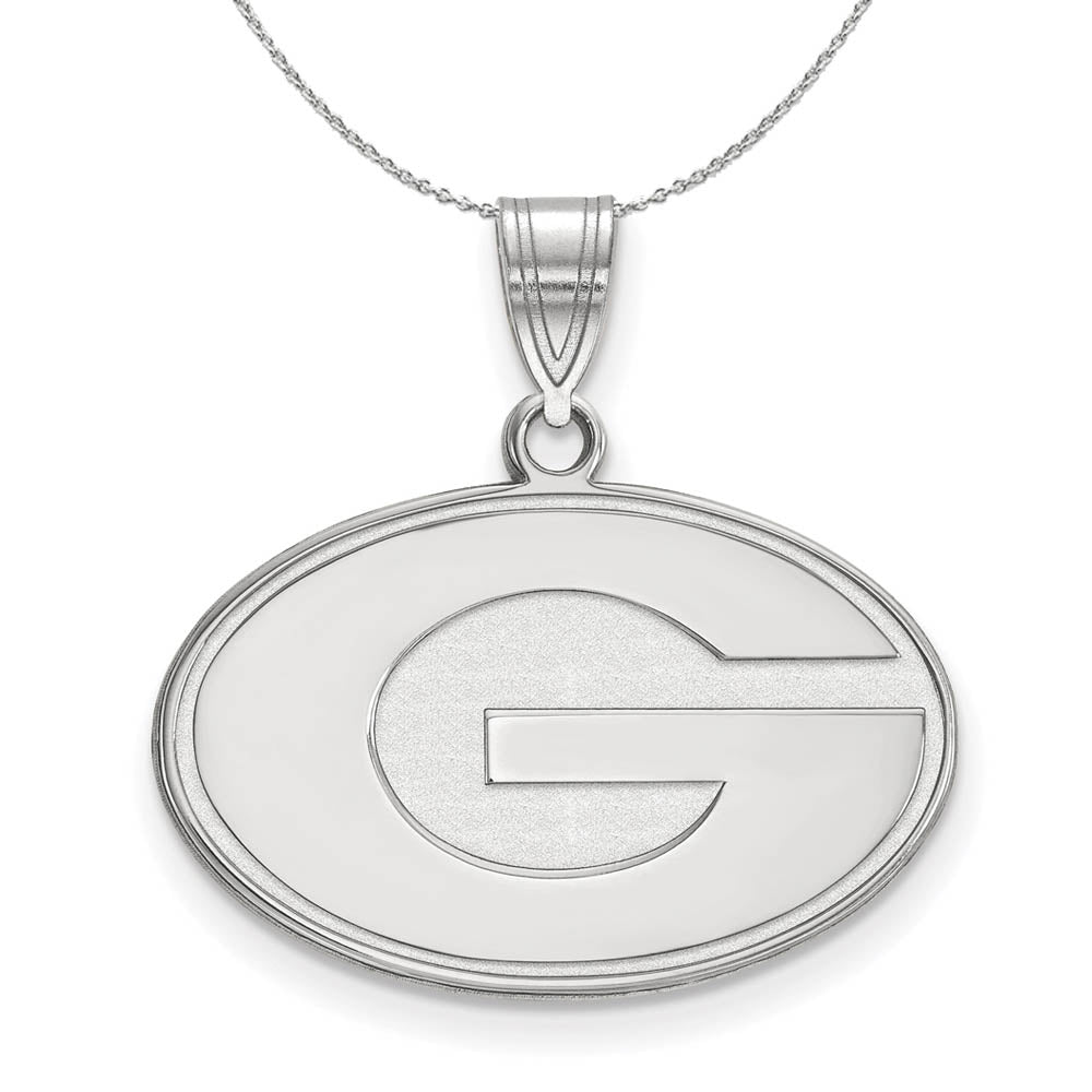 Sterling Silver U of Georgia Medium Pendant Necklace, Item N17121 by The Black Bow Jewelry Co.