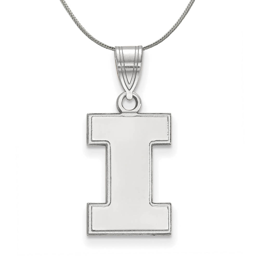 Sterling Silver U. of Illinois Medium Initial I Necklace, Item N17124 by The Black Bow Jewelry Co.