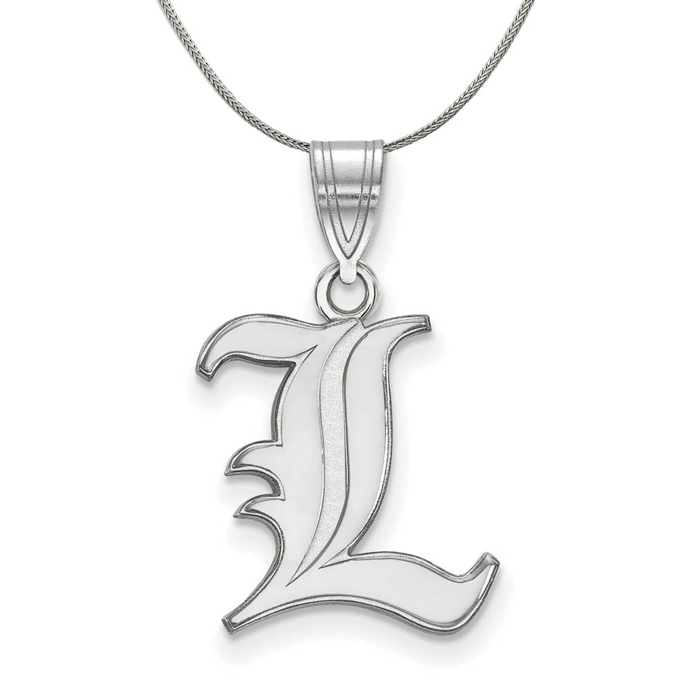 Sterling Silver U. of Louisville Medium Pendant Necklace, Item N17127 by The Black Bow Jewelry Co.