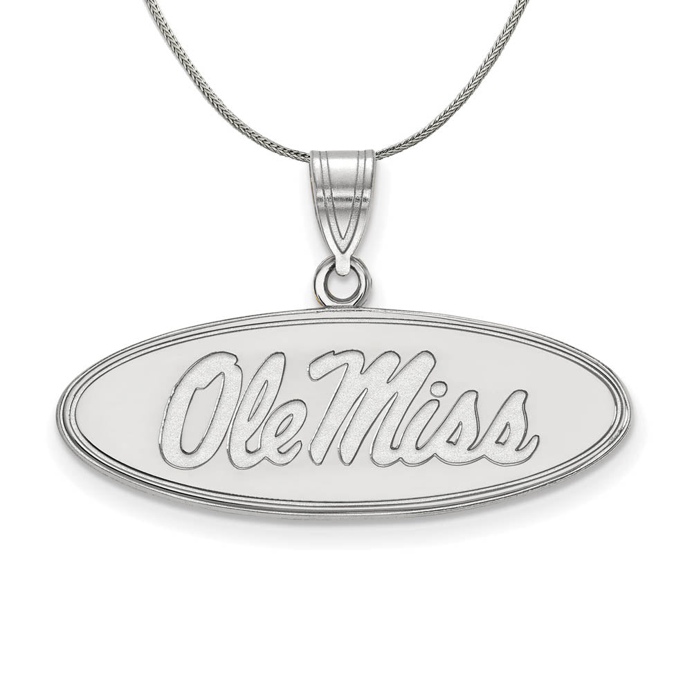 Sterling Silver U of Mississippi Medium Necklace, Item N17132 by The Black Bow Jewelry Co.