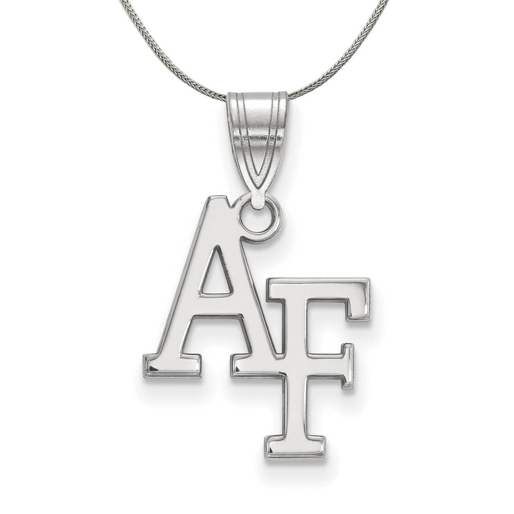Sterling Silver Air Force Academy Medium 'AF' Necklace, Item N17135 by The Black Bow Jewelry Co.