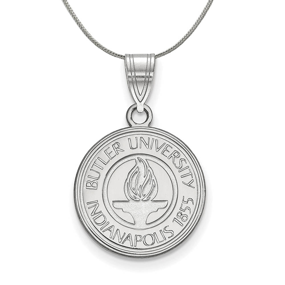 Sterling Silver Butler U Medium Crest Pendant Necklace, Item N17144 by The Black Bow Jewelry Co.