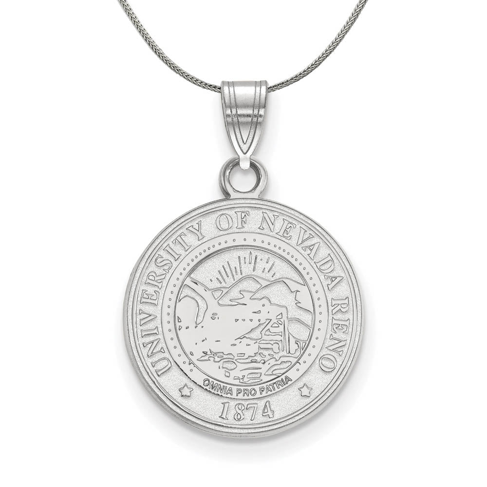 Sterling Silver U. of Nevada Medium Crest Pendant Necklace, Item N17154 by The Black Bow Jewelry Co.