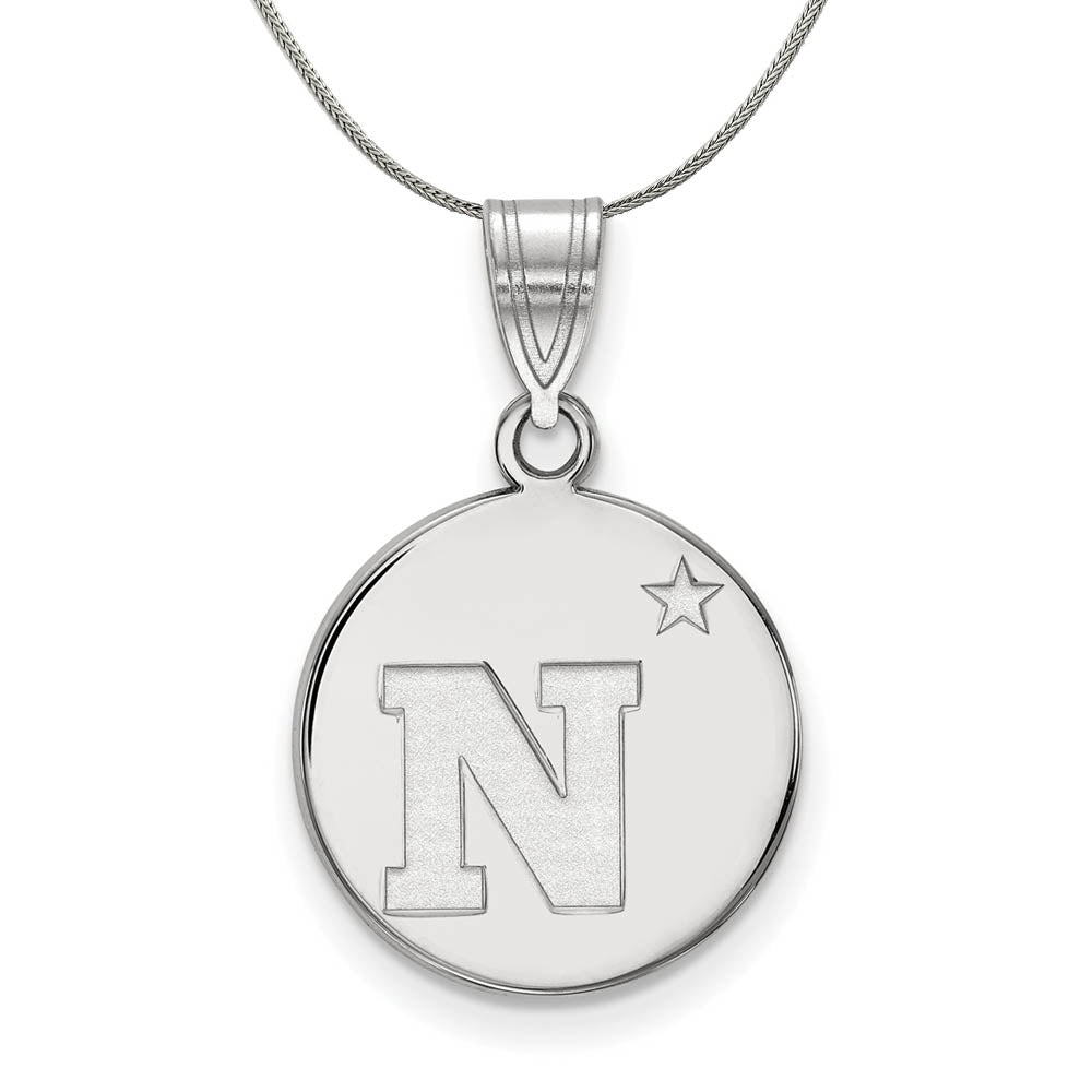 Sterling Silver U.S. Navy Medium Disc Pendant Necklace, Item N17158 by The Black Bow Jewelry Co.