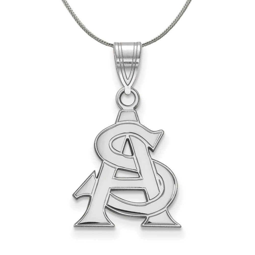 Sterling Silver Arizona State Medium Pendant Necklace, Item N17183 by The Black Bow Jewelry Co.