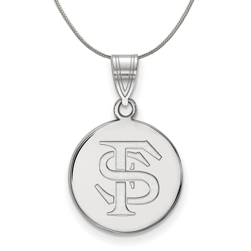 Sterling Silver Florida State Medium Disc Necklace, Item N17204 by The Black Bow Jewelry Co.