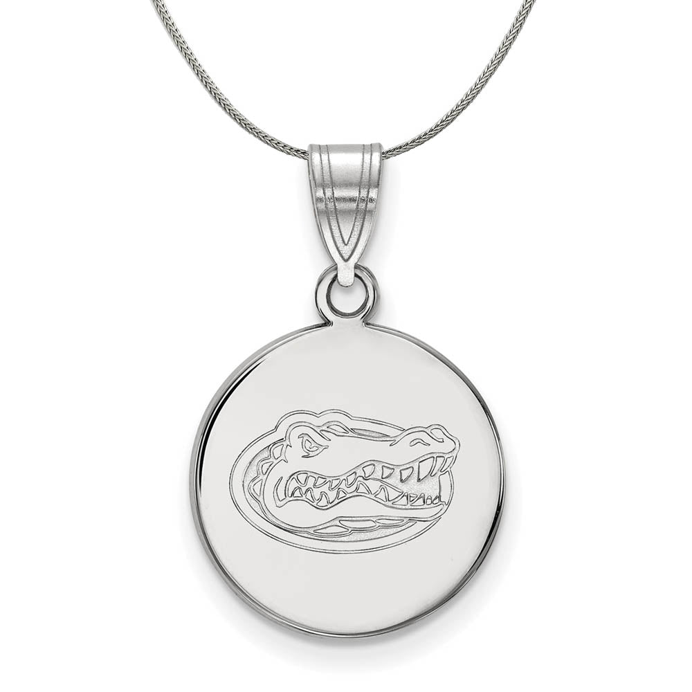 Sterling Silver U. of Florida Medium Disc Necklace, Item N17209 by The Black Bow Jewelry Co.