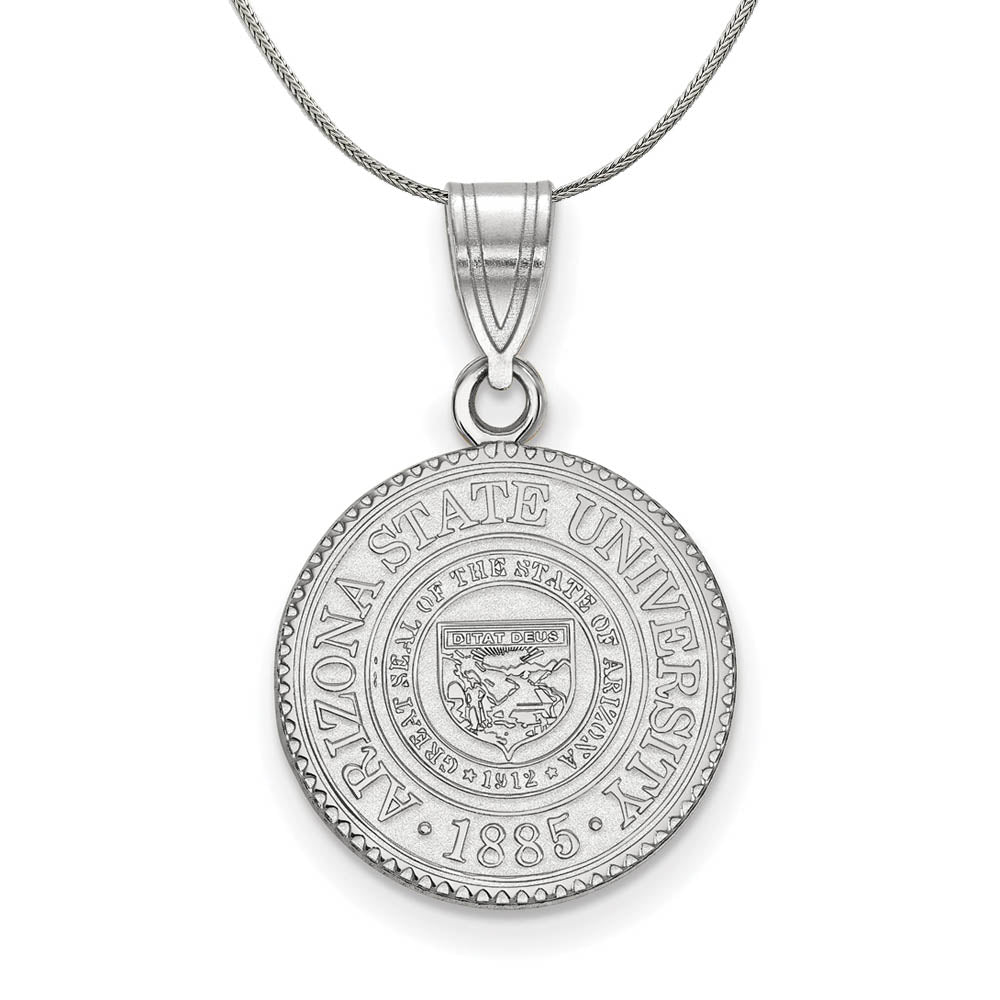 Sterling Silver Arizona State Medium Crest Pendant Necklace, Item N17216 by The Black Bow Jewelry Co.