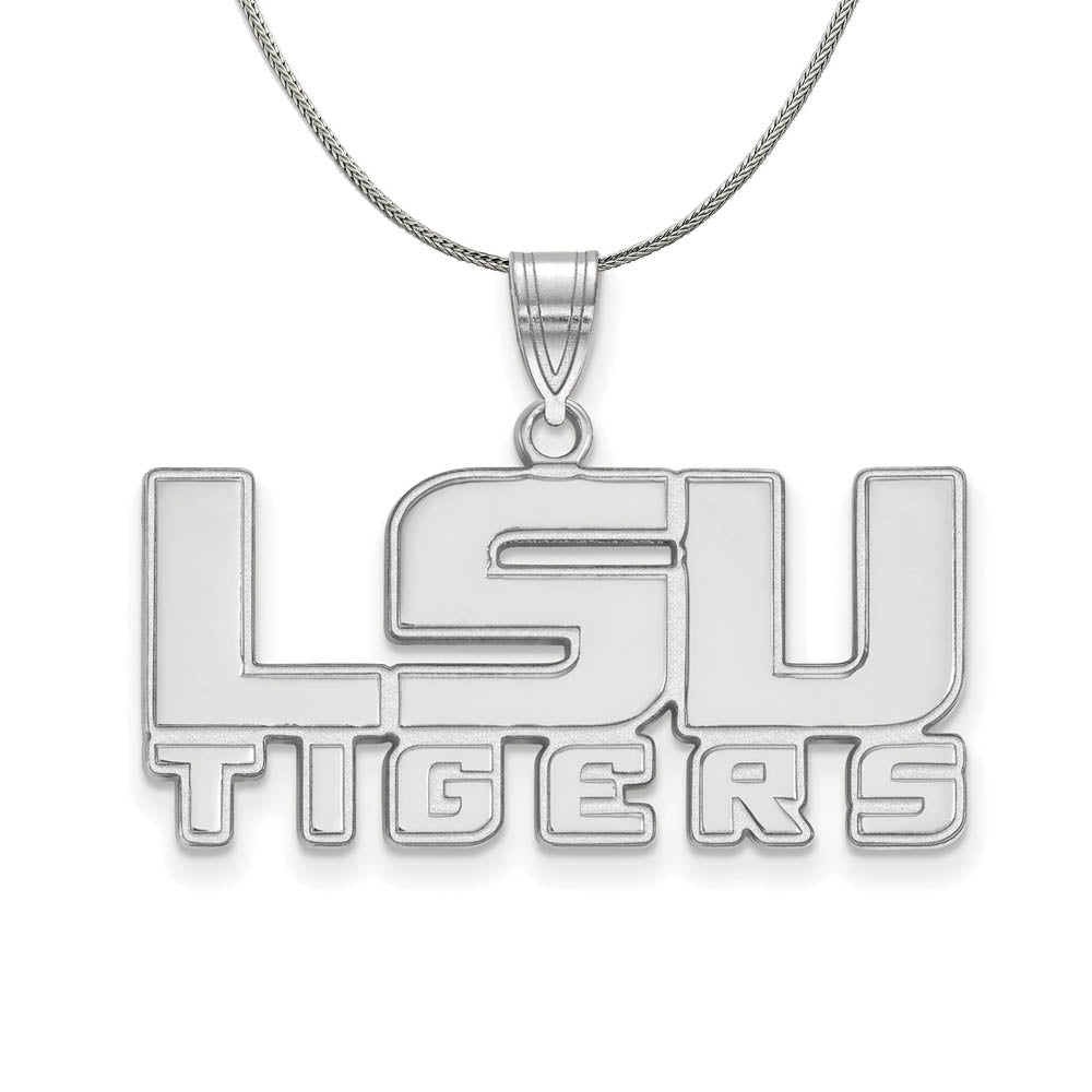 Sterling Silver Louisiana State Medium Necklace, Item N17218 by The Black Bow Jewelry Co.