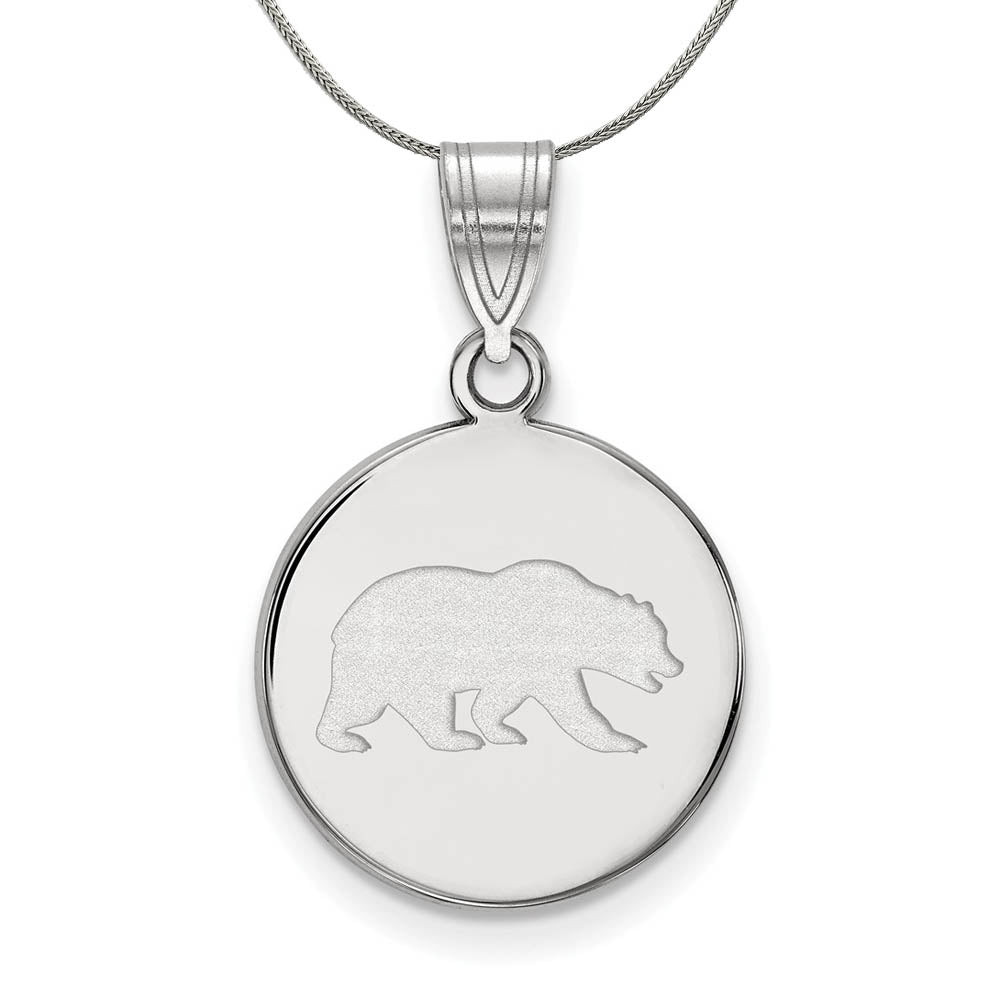 Sterling Silver California Berkeley Medium Logo Disc Necklace, Item N17219 by The Black Bow Jewelry Co.