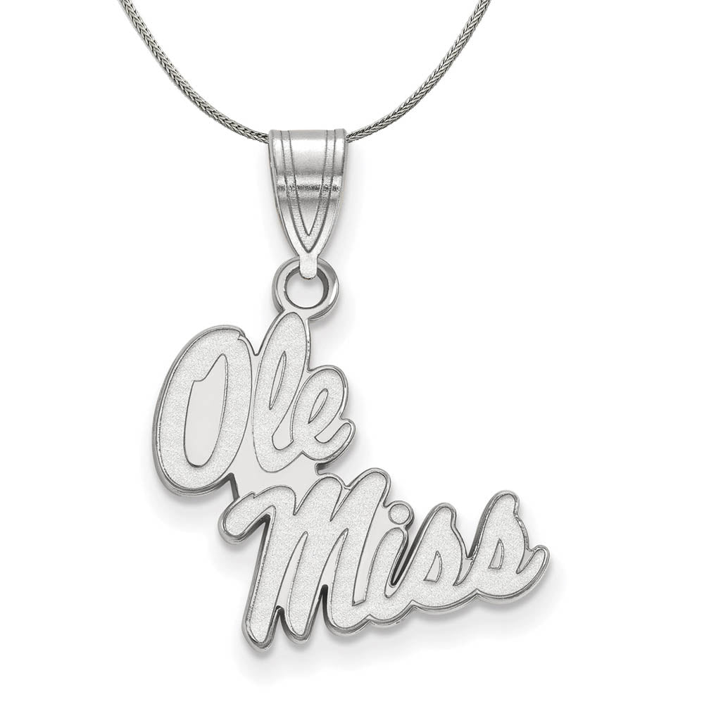 Sterling Silver U. of Mississippi Medium Necklace, Item N17233 by The Black Bow Jewelry Co.