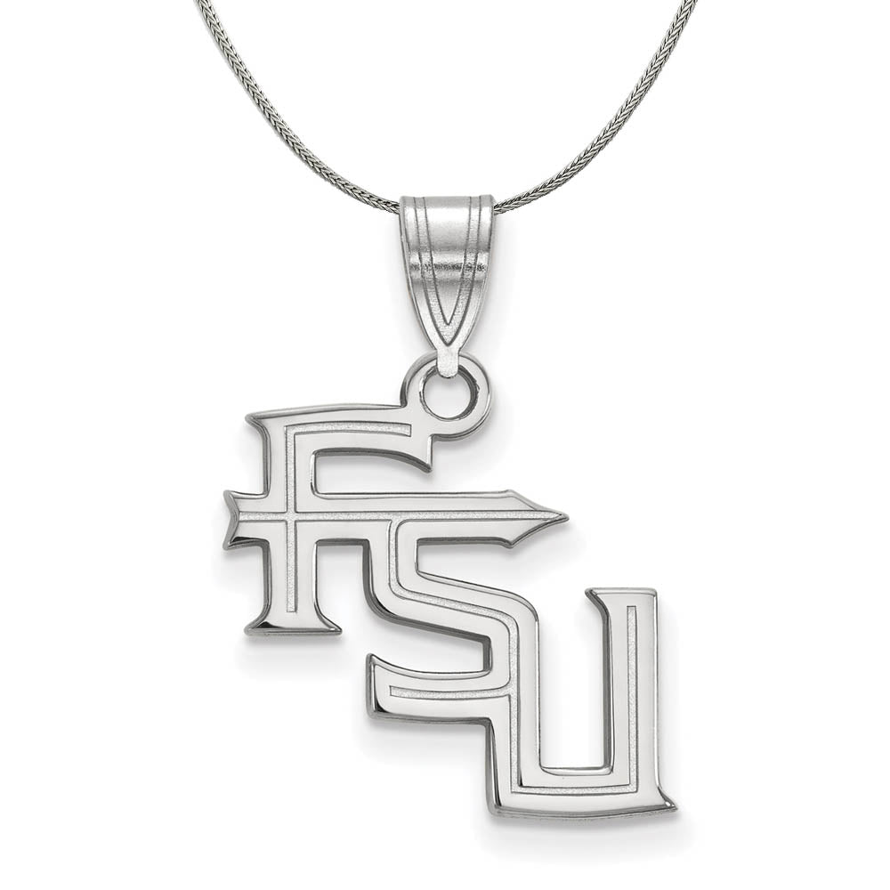 Sterling Silver Florida State Medium 'FSU' Necklace, Item N17239 by The Black Bow Jewelry Co.