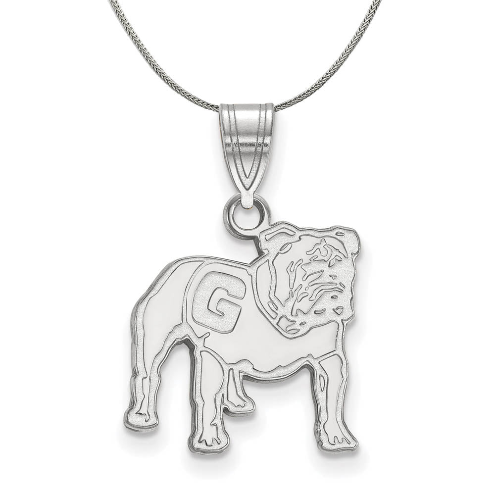 Sterling Silver U of Georgia Medium Necklace, Item N17241 by The Black Bow Jewelry Co.