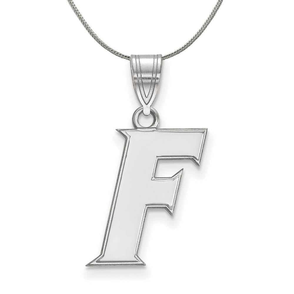 Sterling Silver U. of Florida Medium Initial F Necklace, Item N17242 by The Black Bow Jewelry Co.