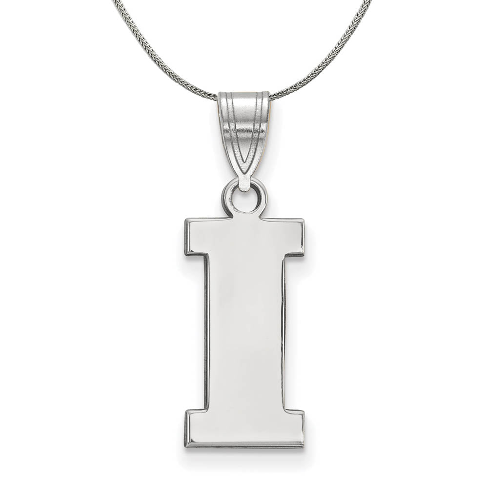 Sterling Silver U. of Iowa Medium Initial I Necklace, Item N17248 by The Black Bow Jewelry Co.