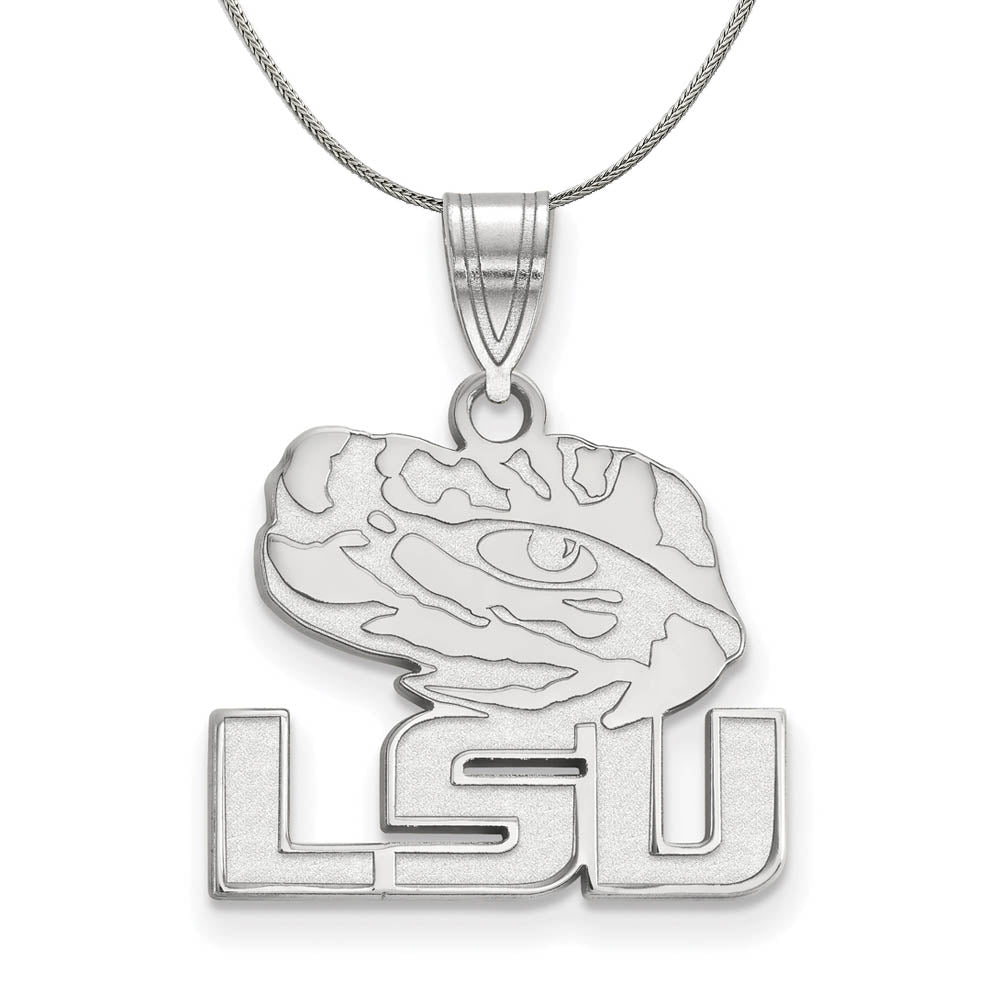 Sterling Silver Louisiana State Md Pendant Necklace, Item N17261 by The Black Bow Jewelry Co.
