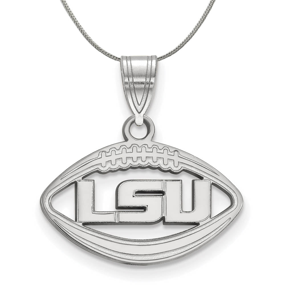 Sterling Silver Louisiana State Football Pendant Necklace, Item N17272 by The Black Bow Jewelry Co.