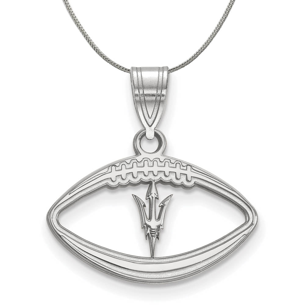 Sterling Silver Arizona State Football Pendant Necklace, Item N17273 by The Black Bow Jewelry Co.