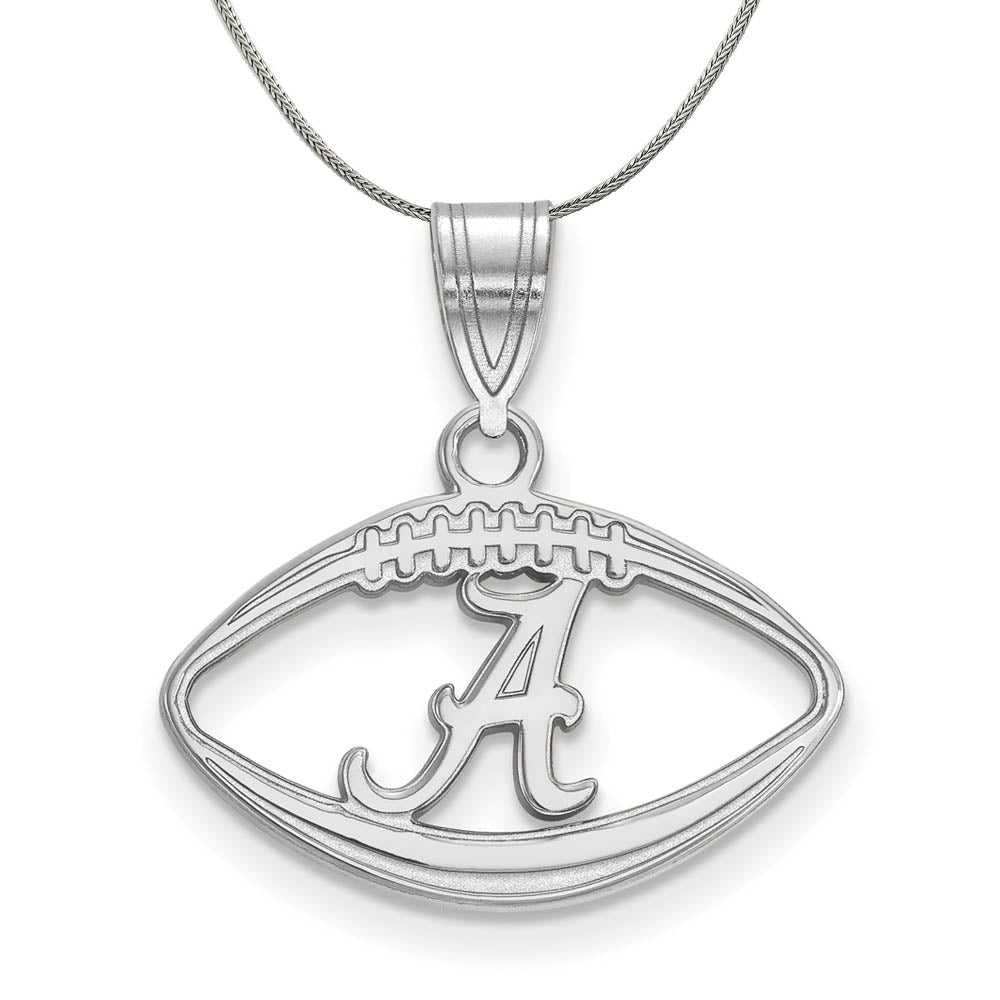 Sterling Silver U. of Alabama Football Pendant Necklace, Item N17286 by The Black Bow Jewelry Co.