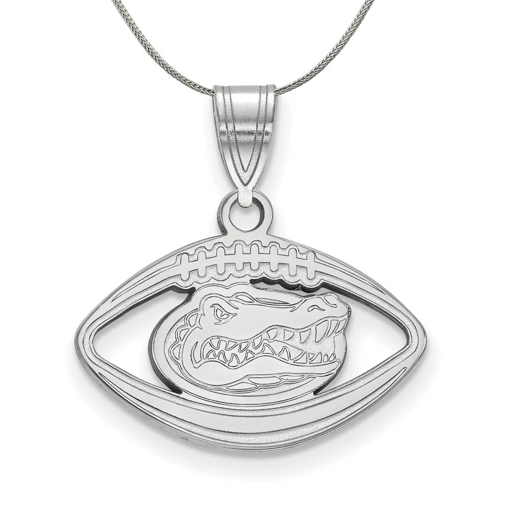 Sterling Silver U. of Florida Football Pendant Necklace, Item N17287 by The Black Bow Jewelry Co.