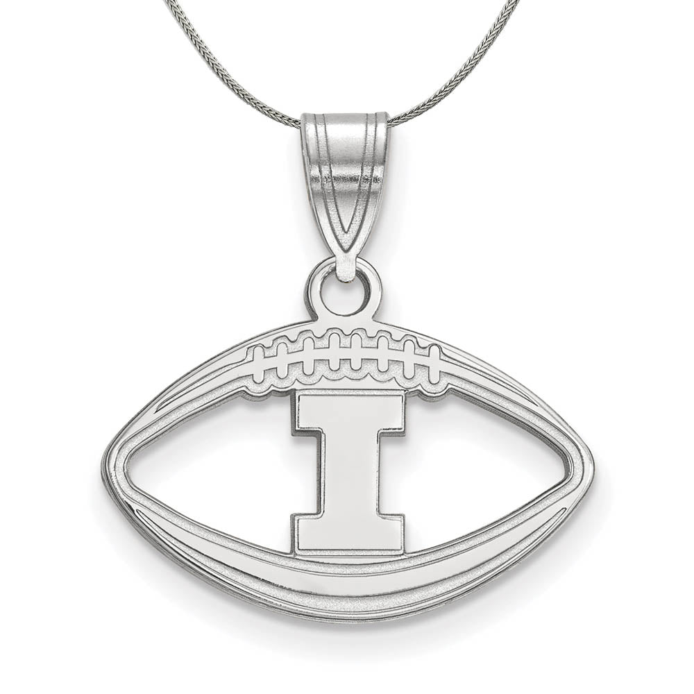 Sterling Silver U. of Illinois Football Pendant Necklace, Item N17290 by The Black Bow Jewelry Co.