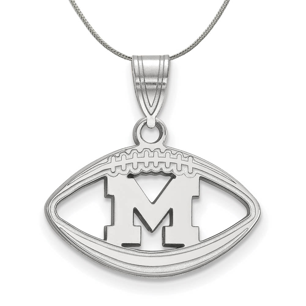 Sterling Silver U. of Michigan Football Pendant Necklace, Item N17293 by The Black Bow Jewelry Co.