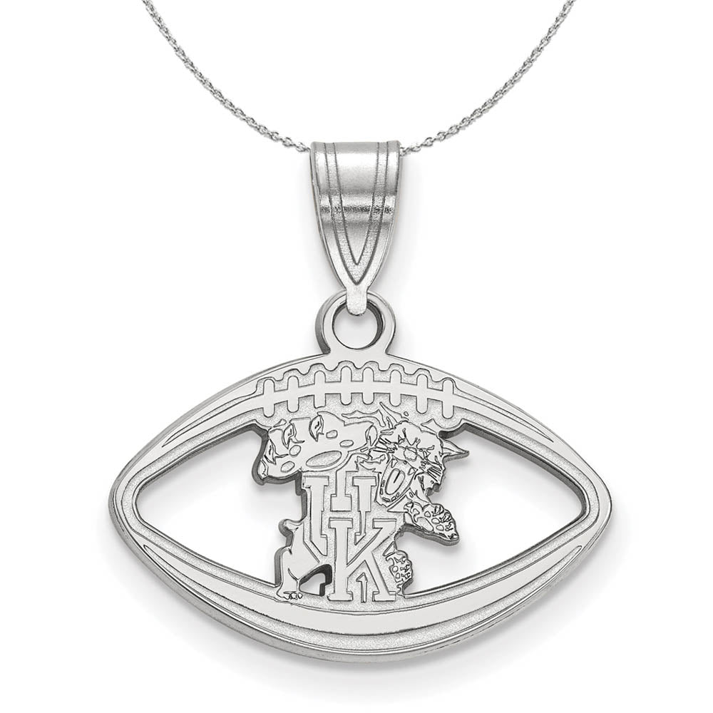 Sterling Silver U. of Kentucky Football Pendant Necklace, Item N17297 by The Black Bow Jewelry Co.