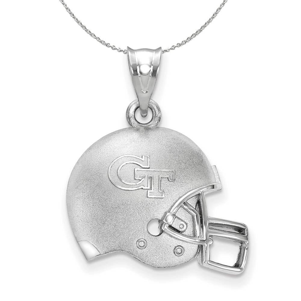 Sterling Silver Georgia Tech 3D Football Helmet w Logo Necklace, Item N17304 by The Black Bow Jewelry Co.