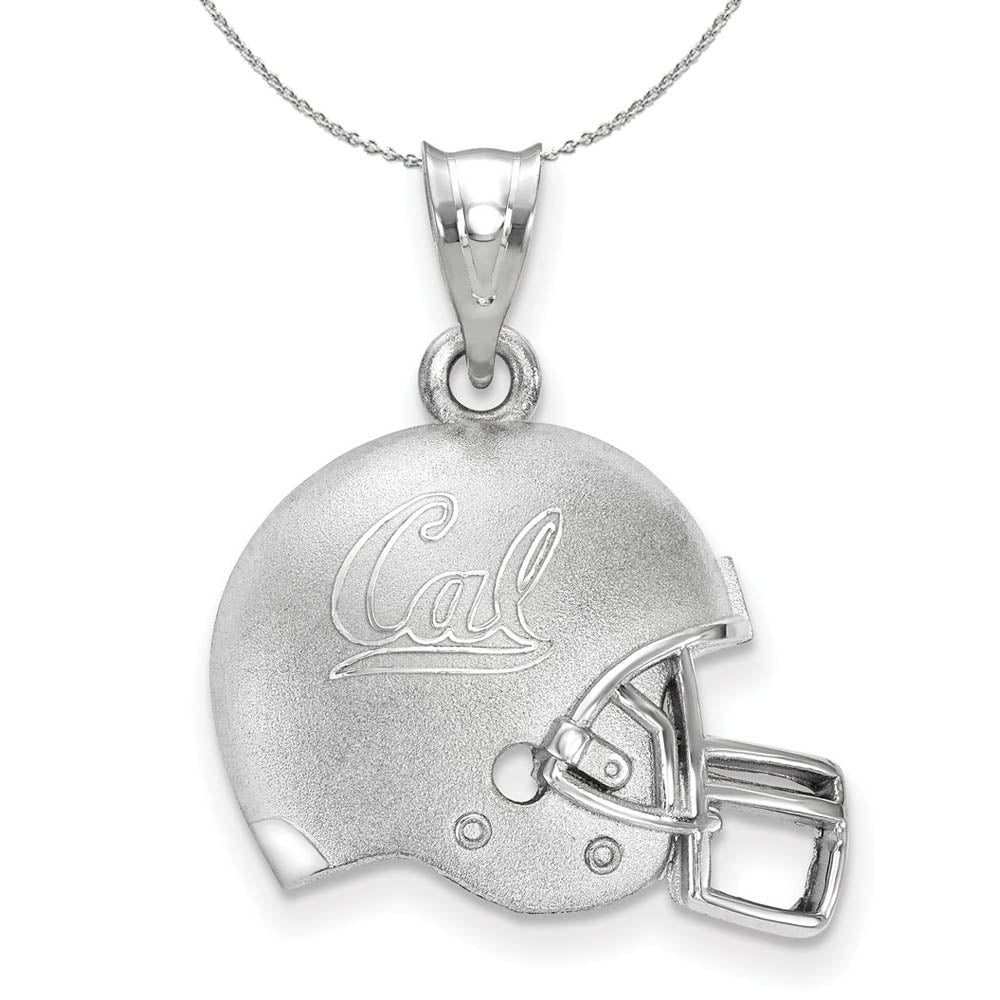 Sterling Silver California Berkeley 3D Helmet w Logo Necklace, Item N17307 by The Black Bow Jewelry Co.