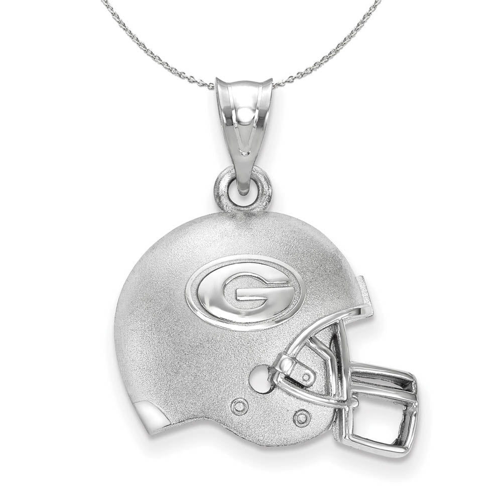 Sterling Silver U of Georgia G 3D Football Logo Helmet Necklace, Item N17309 by The Black Bow Jewelry Co.