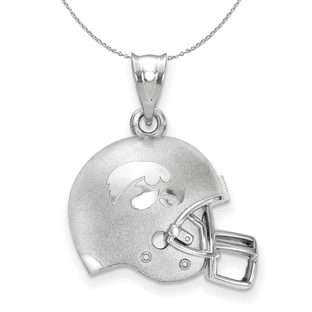 Sterling Silver The U. of Iowa 3D Football Logo Helmet Necklace, Item N17310 by The Black Bow Jewelry Co.