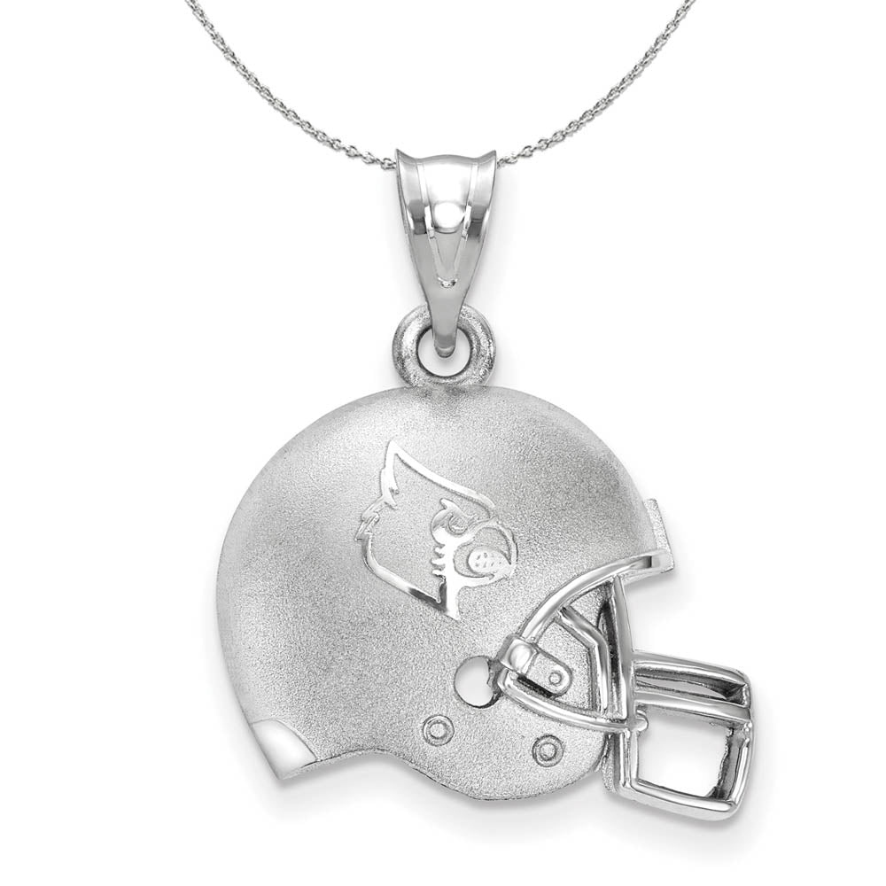 Sterling Silver U of Louisville 3D Football Logo Helmet Necklace, Item N17312 by The Black Bow Jewelry Co.