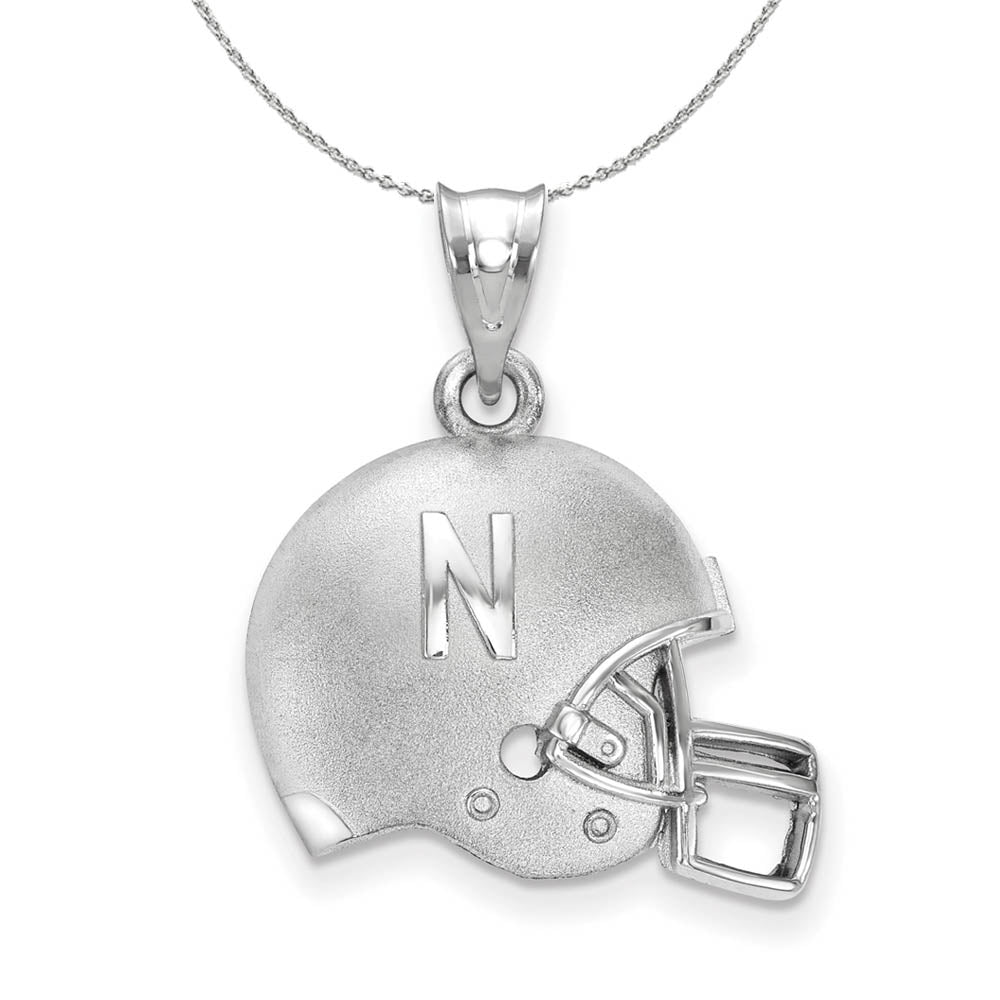Sterling Silver U. of Nebraska 3D Football Logo Helmet Necklace, Item N17315 by The Black Bow Jewelry Co.