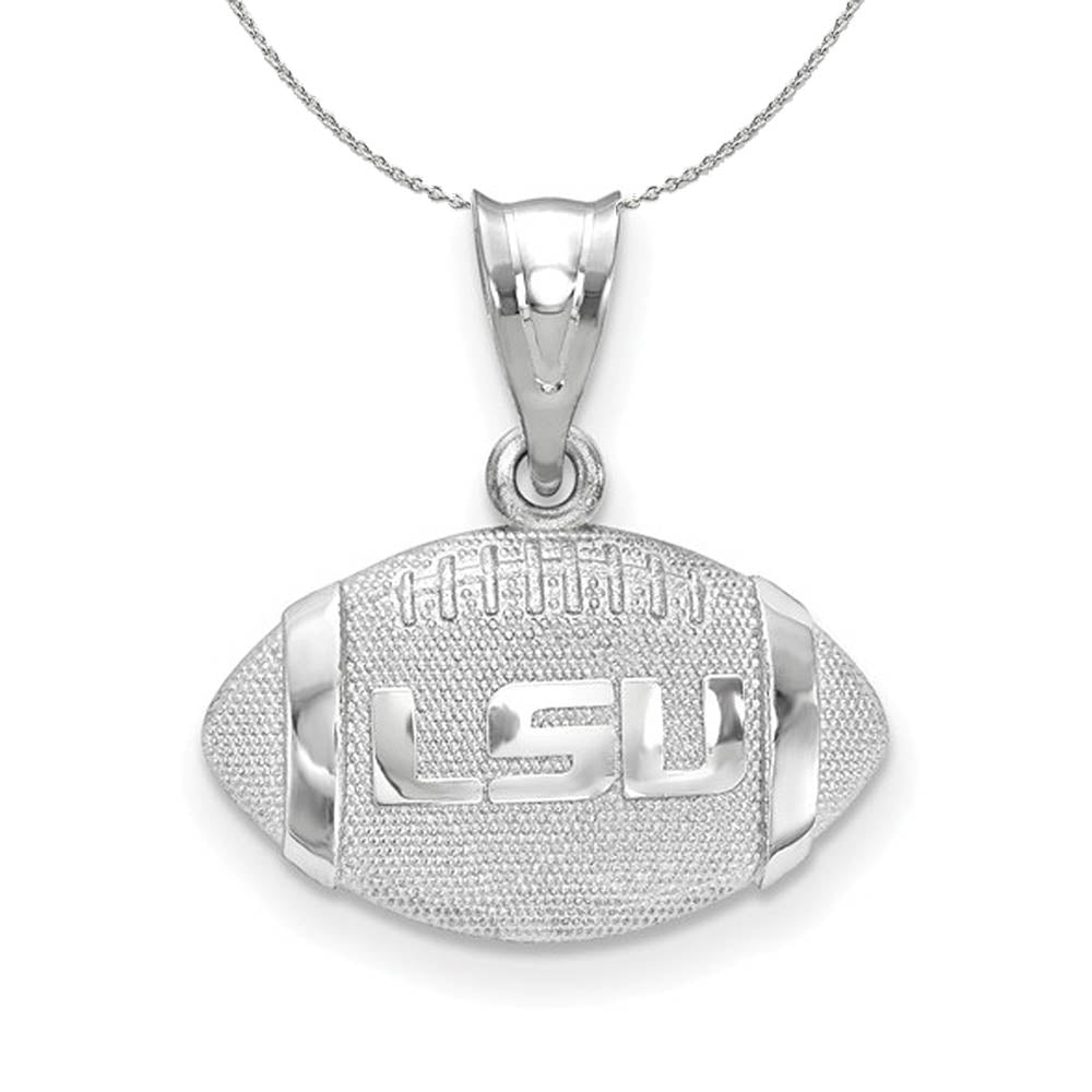 Sterling Silver Louisiana State 3D Football w Logo Necklace, Item N17318 by The Black Bow Jewelry Co.