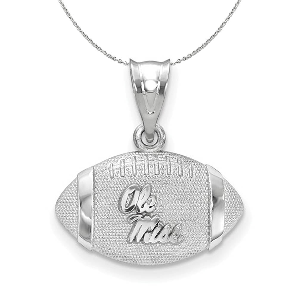 Sterling Silver U. of Mississippi 3D Football w Logo Necklace, Item N17320 by The Black Bow Jewelry Co.
