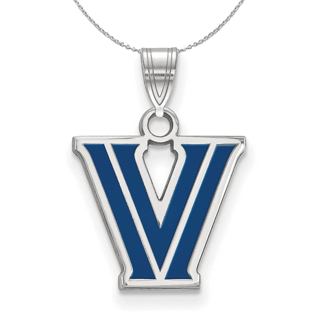 Sterling Silver Villanova U. Small Enamel Pendant Necklace, Item N17330 by The Black Bow Jewelry Co.