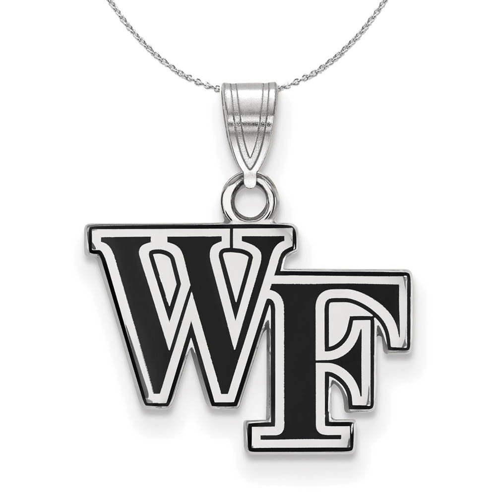 Sterling Silver Wake Forest U. Small Enamel Pendant Necklace, Item N17336 by The Black Bow Jewelry Co.