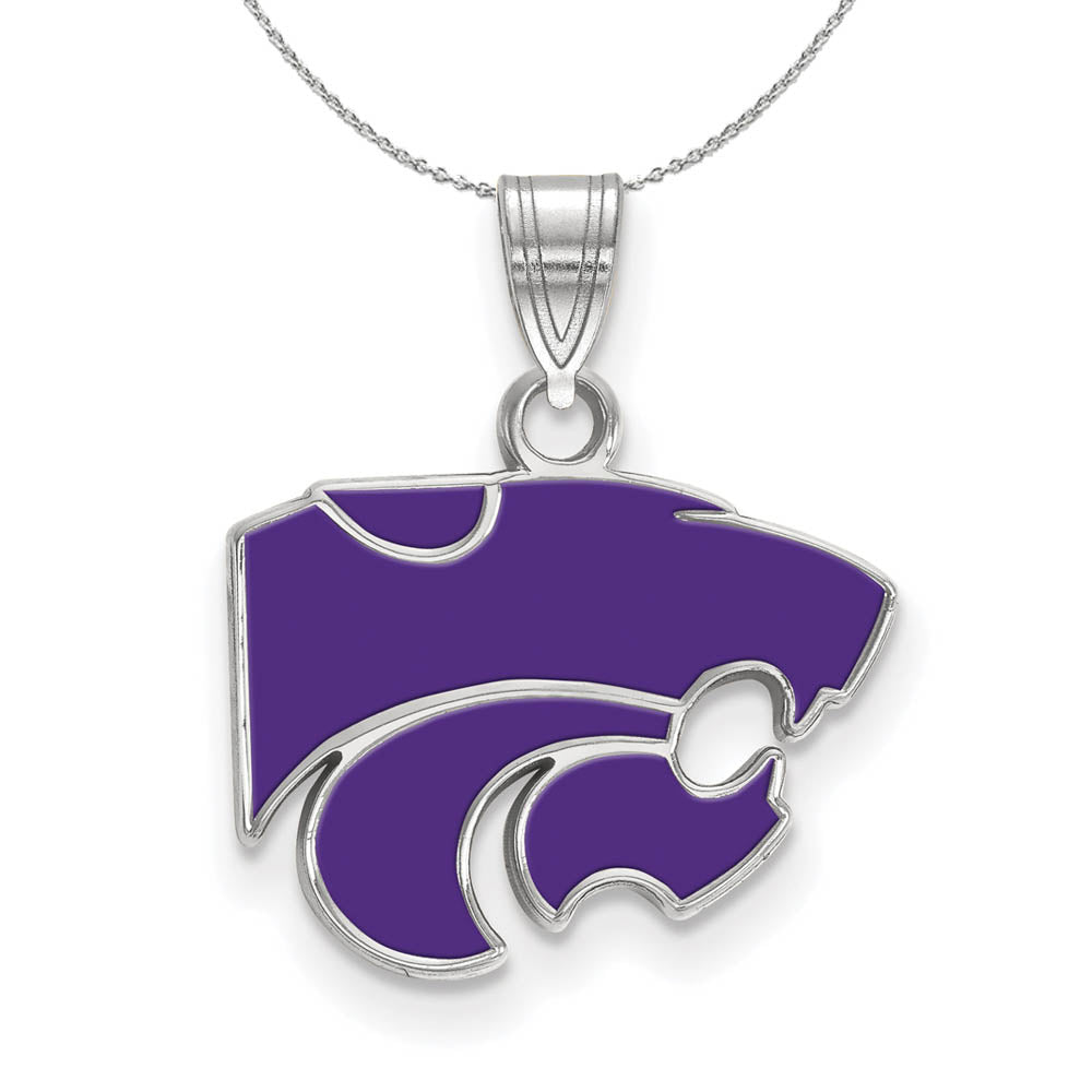 Sterling Silver Kansas State Small Enamel Pendant Necklace, Item N17342 by The Black Bow Jewelry Co.
