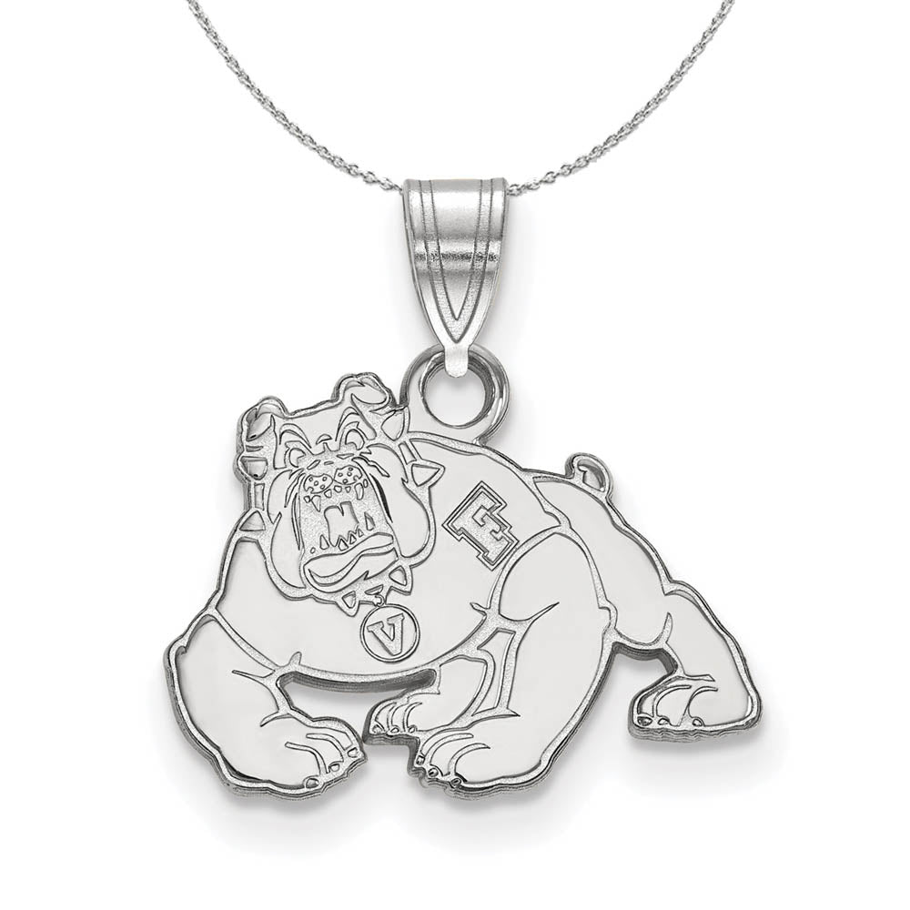 Sterling Silver California State Fresno Small Pendant Necklace, Item N17376 by The Black Bow Jewelry Co.