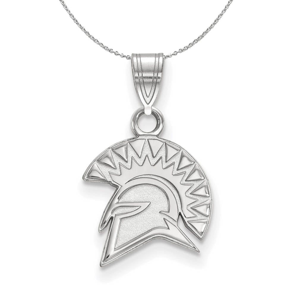 Sterling Silver San Jose State Small Logo Pendant Necklace, Item N17389 by The Black Bow Jewelry Co.