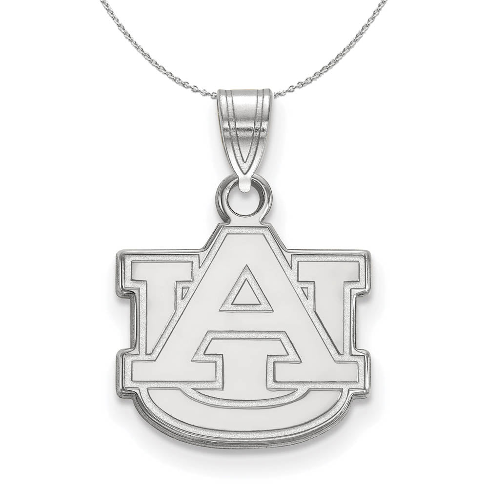 Sterling Silver Auburn U Small 'AU' Pendant Necklace, Item N17409 by The Black Bow Jewelry Co.