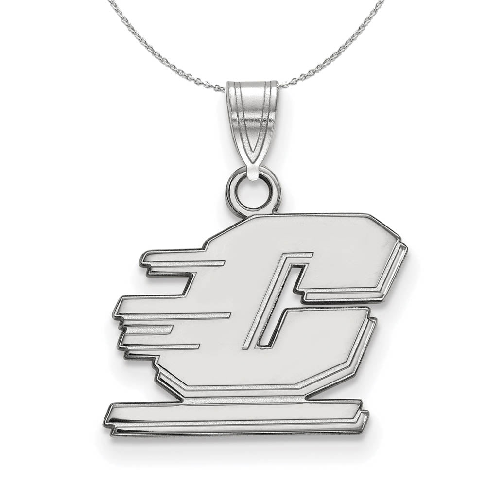 Sterling Silver Central Michigan U Small Pendant Necklace, Item N17411 by The Black Bow Jewelry Co.