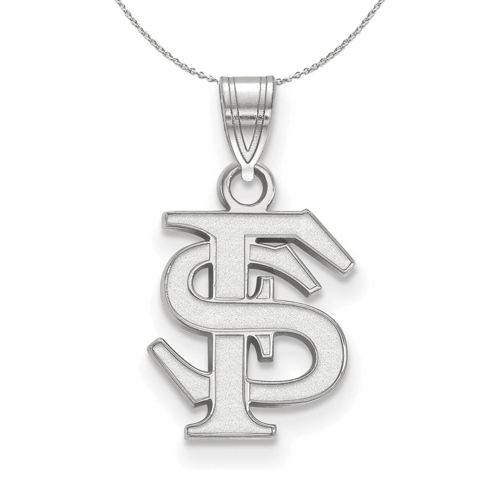 Sterling Silver Florida State Small 'FS' Necklace, Item N17416 by The Black Bow Jewelry Co.