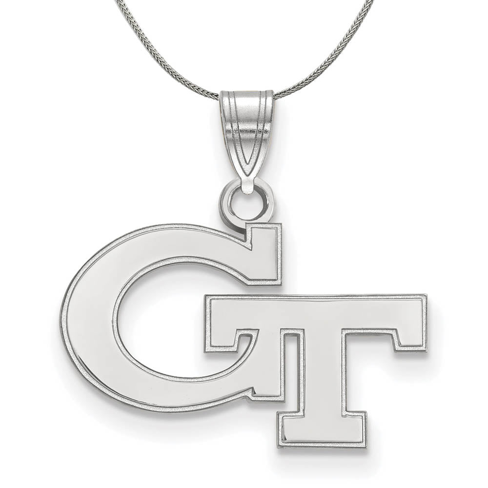 Sterling Silver Georgia Technology Small 'GT' Pendant Necklace, Item N17417 by The Black Bow Jewelry Co.